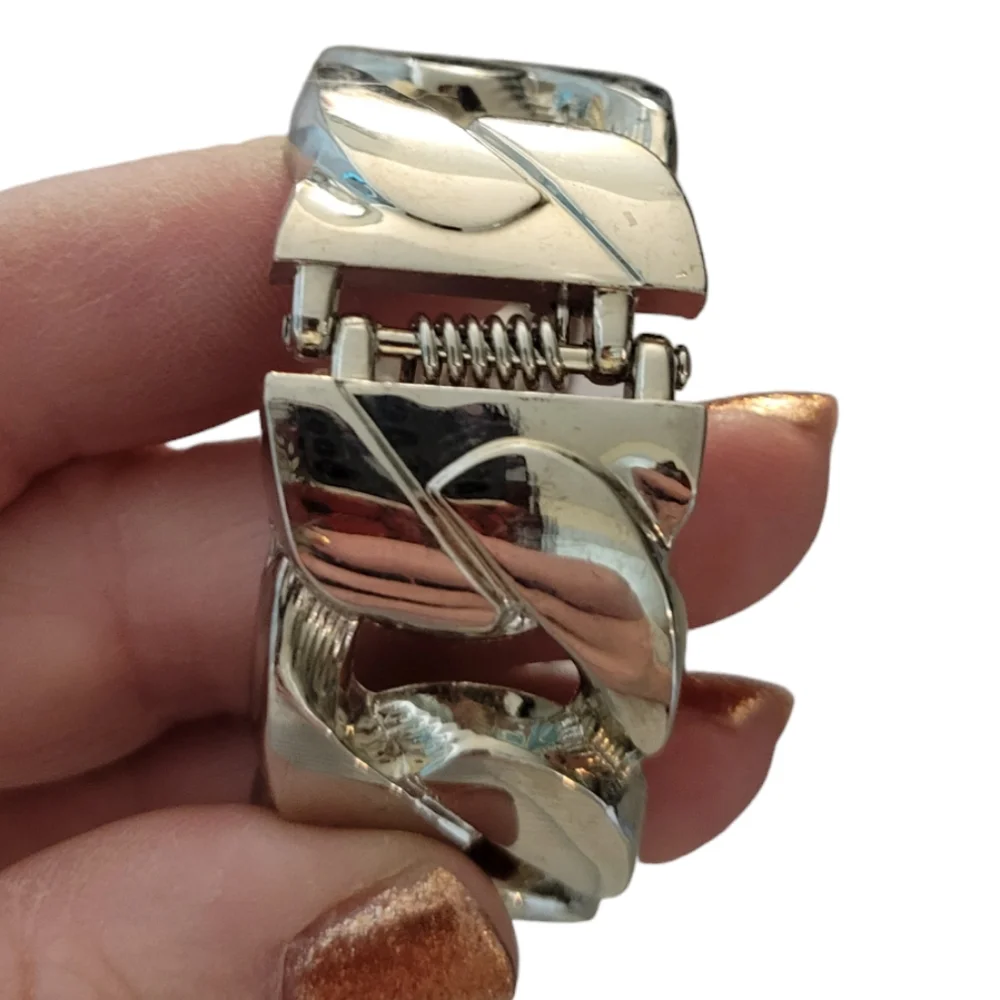 Silvertone Chain Look Hinged Bracelet